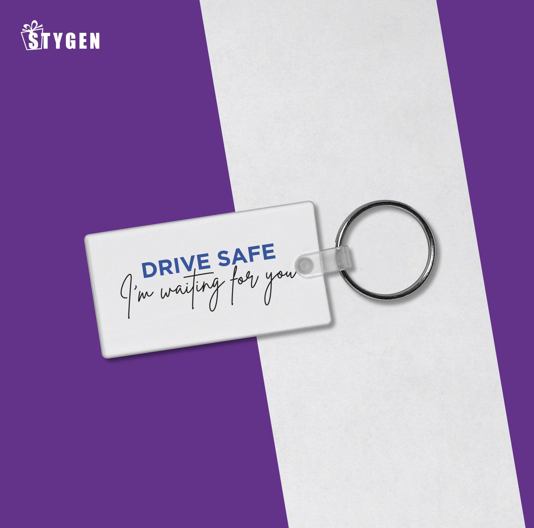 Personalized Drive Safe Acrylic Keyring